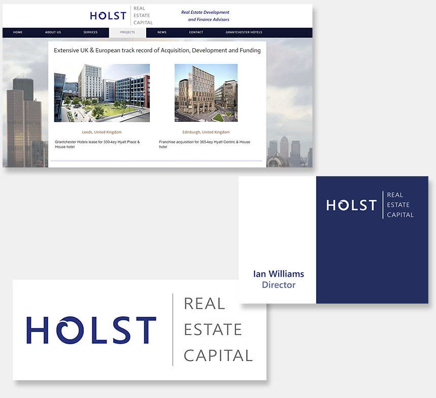 Holst Real Estate Capital logo, stationery and website design