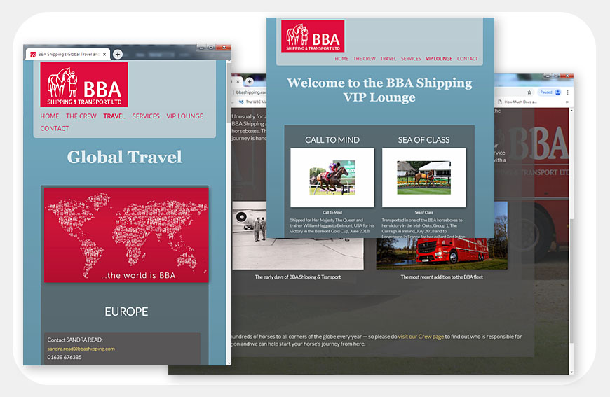 BBA Shipping and Transport website designed by Blue Violet